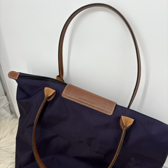 Longchamp le Pliage large tote 18 X 11" Purple Dark Plum - Picture 6 of 11